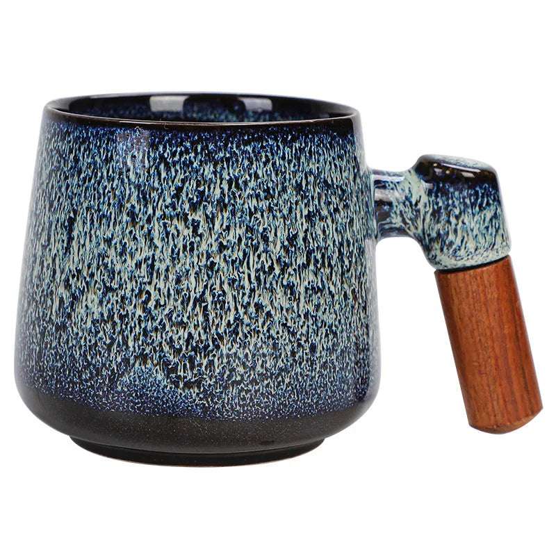 Copo De Café De Cerâmica De Cor Irregular Com Cabo De Madeira, Copo De Chá De Leite, Decoração De Mesa, Caneca Bebendo Do Vintage, Presente Home, Novo