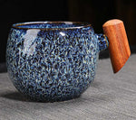 Copo De Café De Cerâmica De Cor Irregular Com Cabo De Madeira, Copo De Chá De Leite, Decoração De Mesa, Caneca Bebendo Do Vintage, Presente Home, Novo