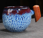 Copo De Café De Cerâmica De Cor Irregular Com Cabo De Madeira, Copo De Chá De Leite, Decoração De Mesa, Caneca Bebendo Do Vintage, Presente Home, Novo