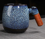 Copo De Café De Cerâmica De Cor Irregular Com Cabo De Madeira, Copo De Chá De Leite, Decoração De Mesa, Caneca Bebendo Do Vintage, Presente Home, Novo