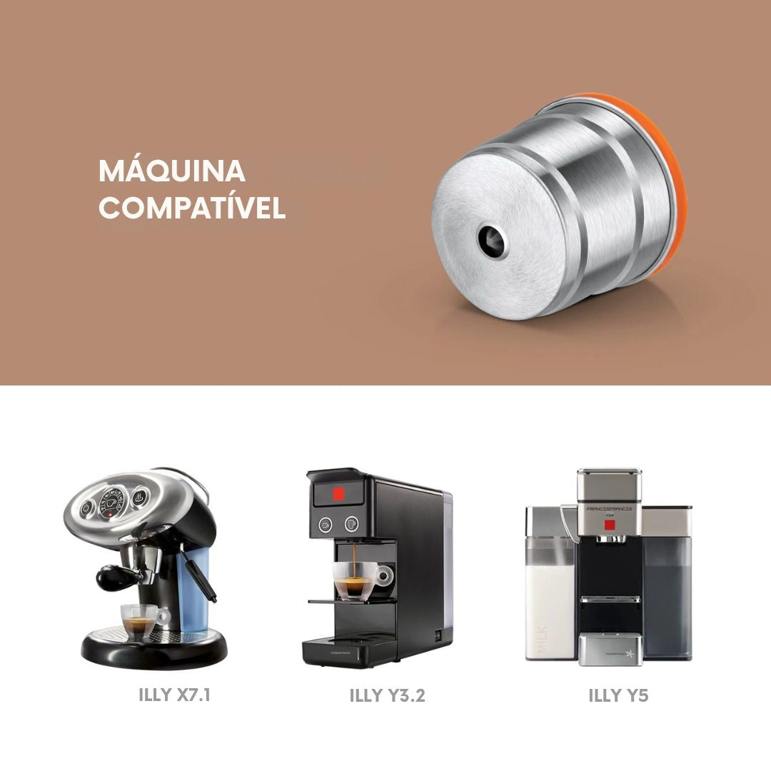 ICafilas-Cápsula De Café De Metal Reutilizável De Aço Inoxidável, Filtro Recarregável com Tampa Laranja, Uso com Illy Y3.2, Máquina X7.1
