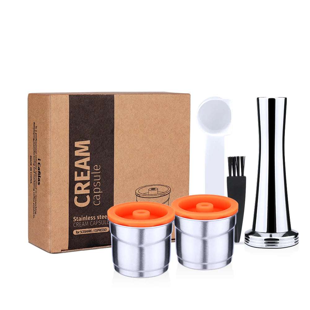ICafilas-Cápsula De Café De Metal Reutilizável De Aço Inoxidável, Filtro Recarregável com Tampa Laranja, Uso com Illy Y3.2, Máquina X7.1