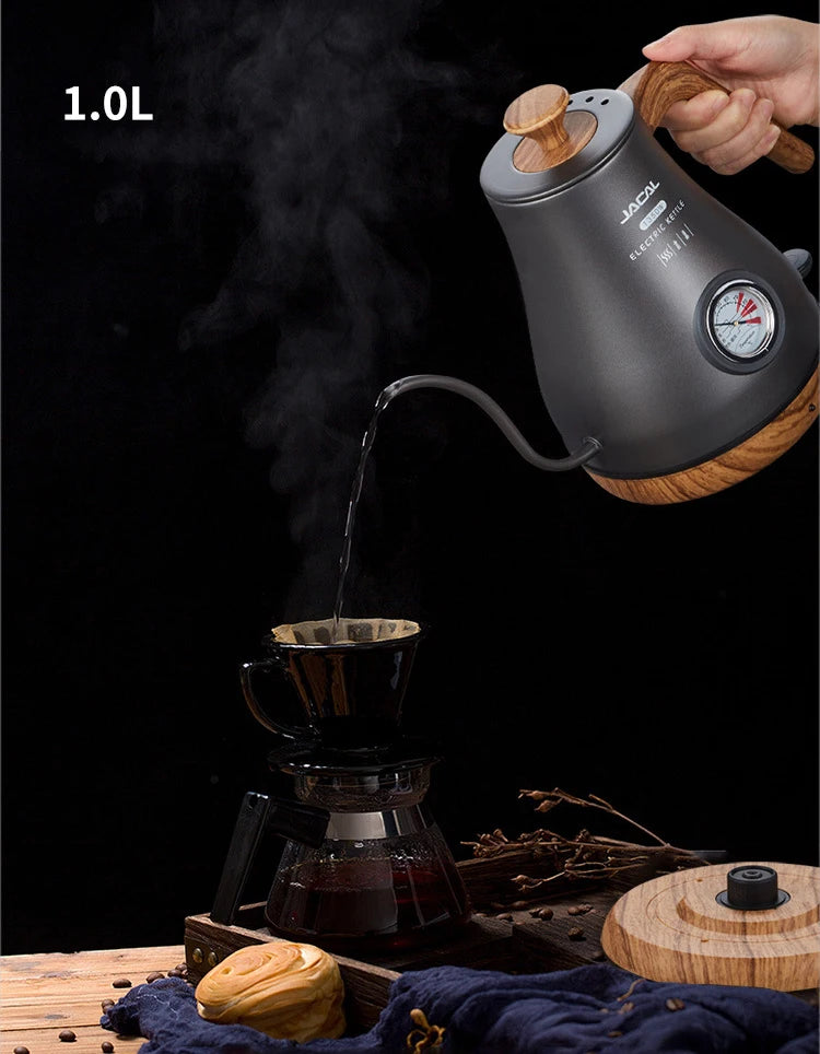 Chaleira elétrica Gooseneck, Controle de temperatura, Cortar, Habitação de proteção seca, Chá, Café, Termômetro de água, Longo Despejo