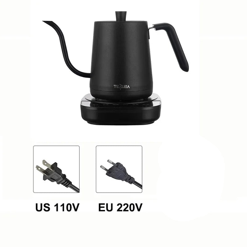 Chaleira Elétrica Gooseneck, Cafeteira, Bule Inteligente, Controle de Temperatura, Aquecimento Rápido, 800ml, 1000W, 110V, 220V