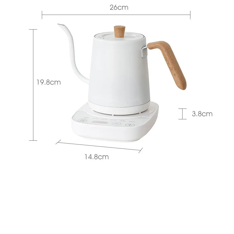 Chaleira Elétrica Gooseneck, Cafeteira, Bule Inteligente, Controle de Temperatura, Aquecimento Rápido, 800ml, 1000W, 110V, 220V