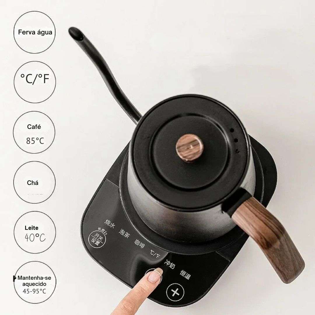 Chaleira Elétrica Gooseneck, Cafeteira, Bule Inteligente, Controle de Temperatura, Aquecimento Rápido, 800ml, 1000W, 110V, 220V
