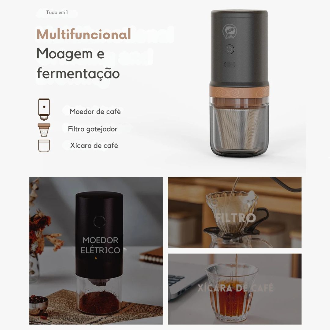 ICafilas-Conjunto de café elétrico fabricado à mão, Acessórios Barista, Moedor com garrafa térmica, Caneca para Camping ao ar livre, Viagem, 3Pcs