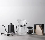 Pour Over Coffee Pot Set com caixa de presente, moedor de feijão, chaleira gotejamento de água quente, viagens ao ar livre, Wilderness Kit, 4-10Pcs
