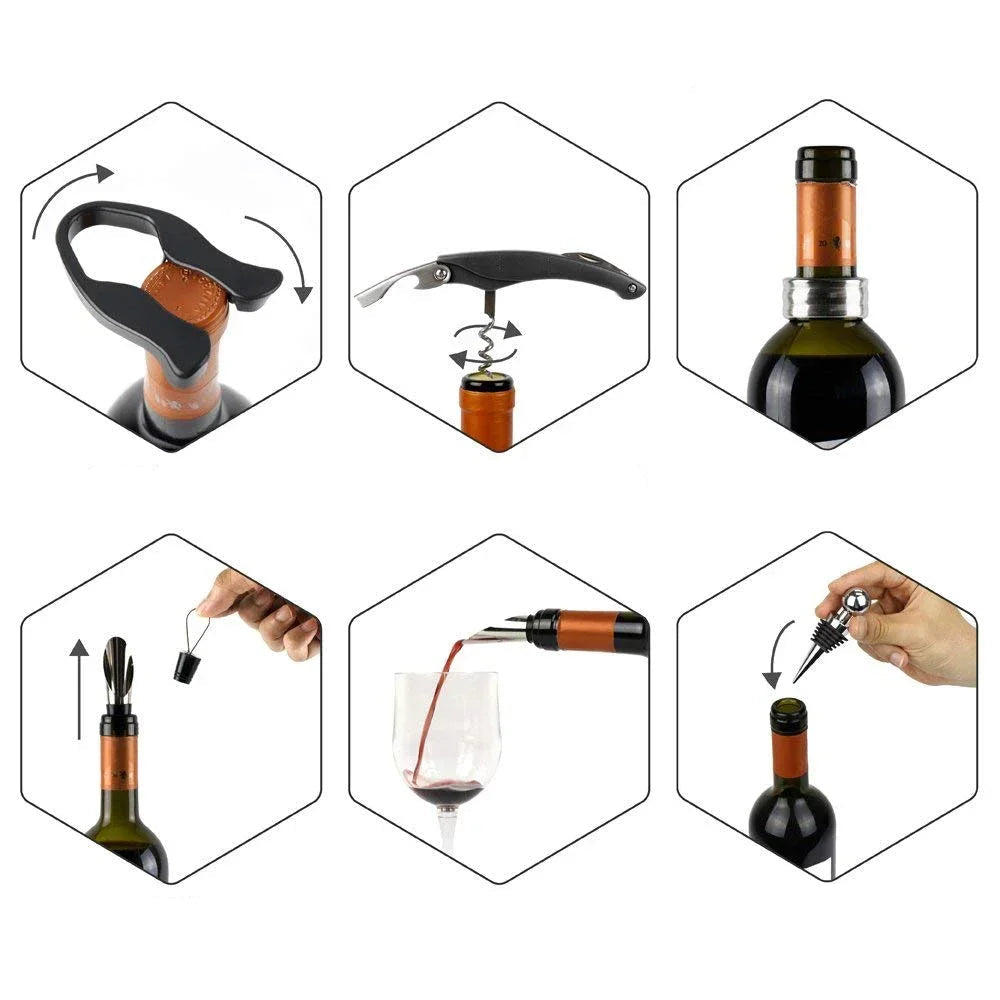 Abridor De Vinho Conjunto De Ferramentas Com Garçons Saca-rolhas, Garrafa Kit De Abertura, Deluxe Acessórios, Presente, 5 Pcs