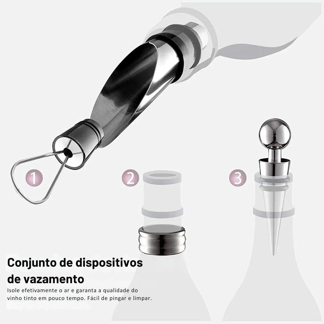 Vinho Aerador Pourer Set, 4 Peças Pressão Abridor De Garrafas, Vinho Despeje Bico, Rolhas Abridor De Garrafas, Rolha De Vinho