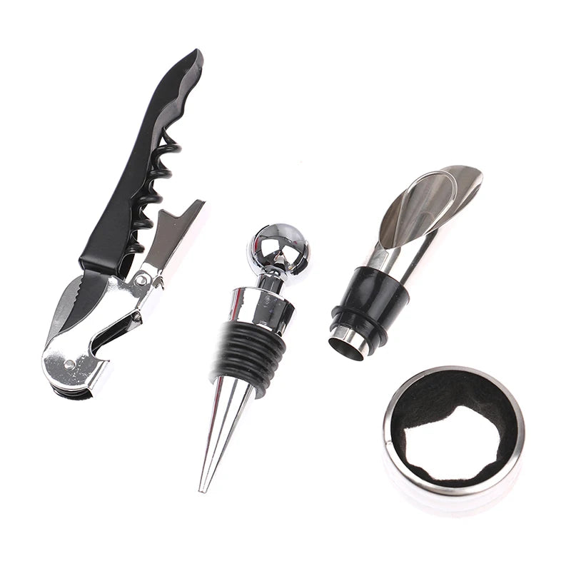 Vinho Aerador Pourer Set, 4 Peças Pressão Abridor De Garrafas, Vinho Despeje Bico, Rolhas Abridor De Garrafas, Rolha De Vinho
