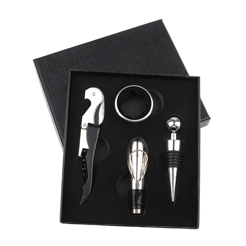 Vinho Aerador Pourer Set, 4 Peças Pressão Abridor De Garrafas, Vinho Despeje Bico, Rolhas Abridor De Garrafas, Rolha De Vinho