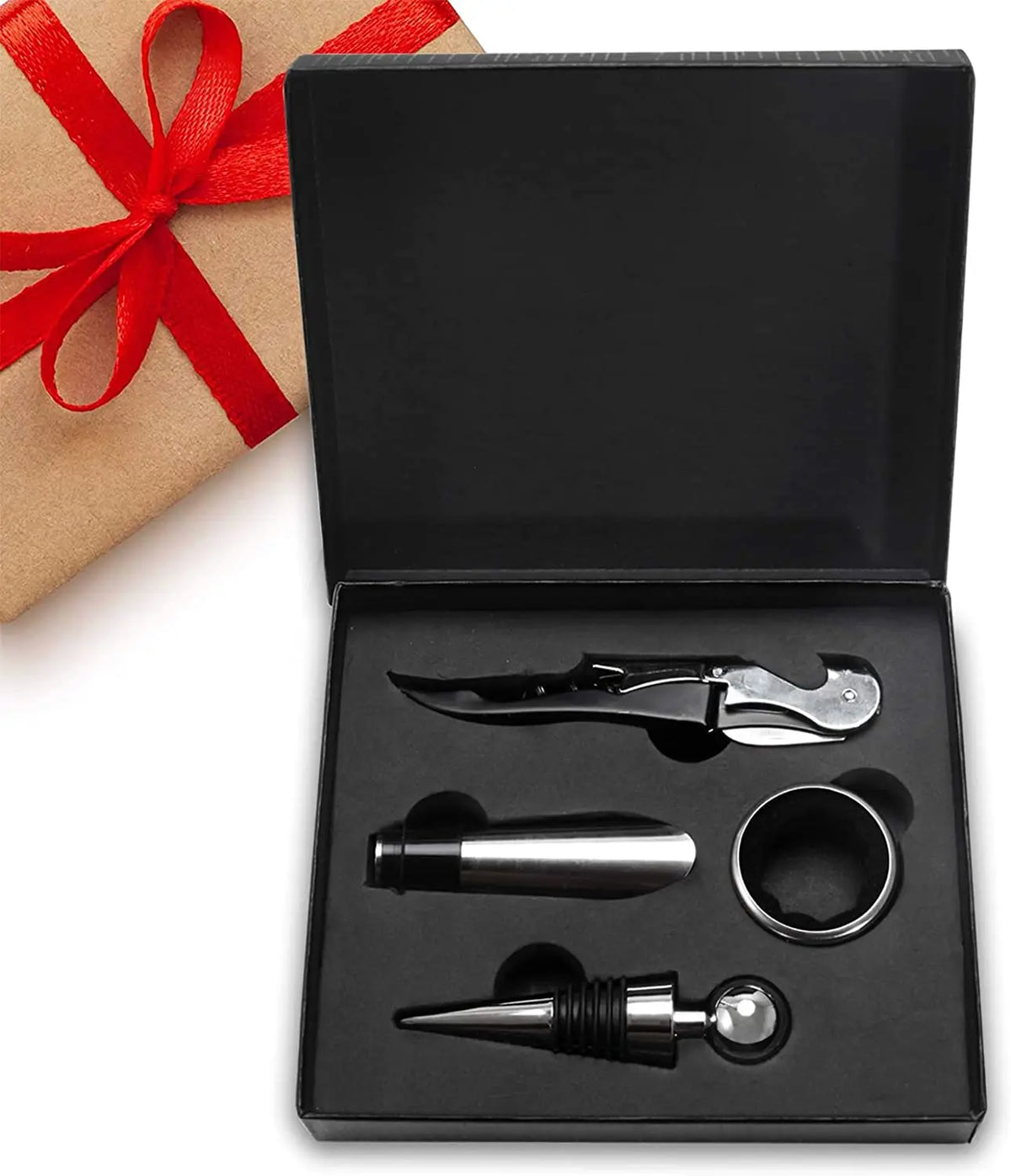 Vinho Aerador Pourer Set, 4 Peças Pressão Abridor De Garrafas, Vinho Despeje Bico, Rolhas Abridor De Garrafas, Rolha De Vinho