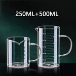 Copo de medição de vidro resistente ao calor com alça, Copo de laboratório, Caneca de medição de leite e café, 250 ml, 350 ml, 500 ml, 1000ml, 1 Pc, 2Pcs