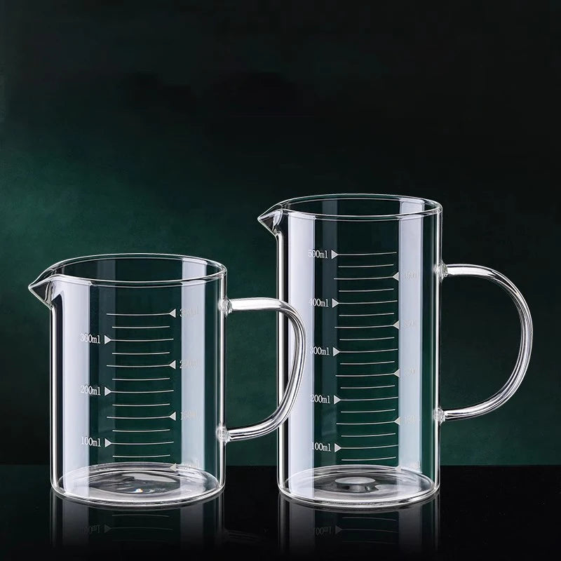Copo de medição de vidro resistente ao calor com alça, Copo de laboratório, Caneca de medição de leite e café, 250 ml, 350 ml, 500 ml, 1000ml, 1 Pc, 2Pcs