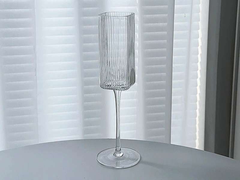 Quadrado Stripe Crystal Champagne Glass, Casa festa Cálice, Licor De Cocktail, Cálice sem cabeça, Copo de vinho tinto