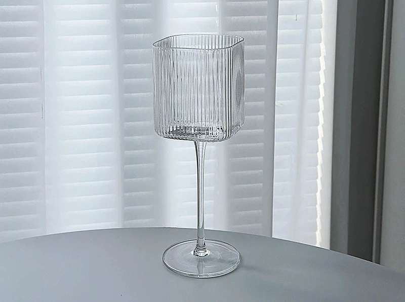 Quadrado Stripe Crystal Champagne Glass, Casa festa Cálice, Licor De Cocktail, Cálice sem cabeça, Copo de vinho tinto