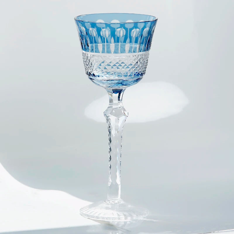 Estilo checo mão corte de vidro colorido barware hock copos de vinho esculpir lótus champanhe vidro highball copo cocktail suco de uísque