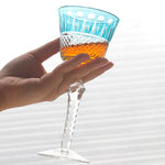 Estilo checo mão corte de vidro colorido barware hock copos de vinho esculpir lótus champanhe vidro highball copo cocktail suco de uísque