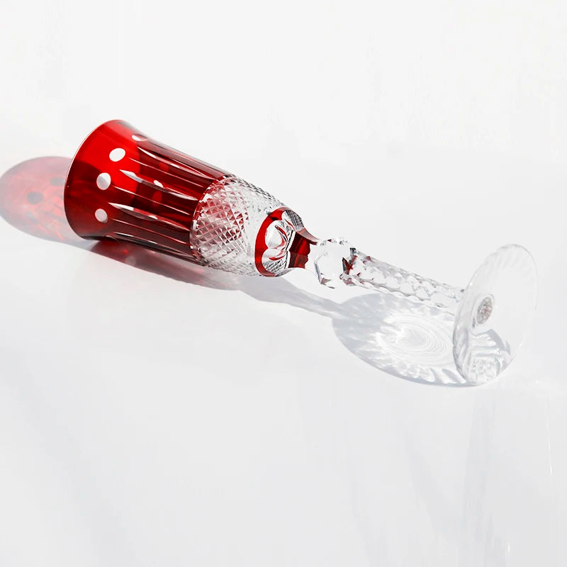 Estilo checo mão corte de vidro colorido barware hock copos de vinho esculpir lótus champanhe vidro highball copo cocktail suco de uísque