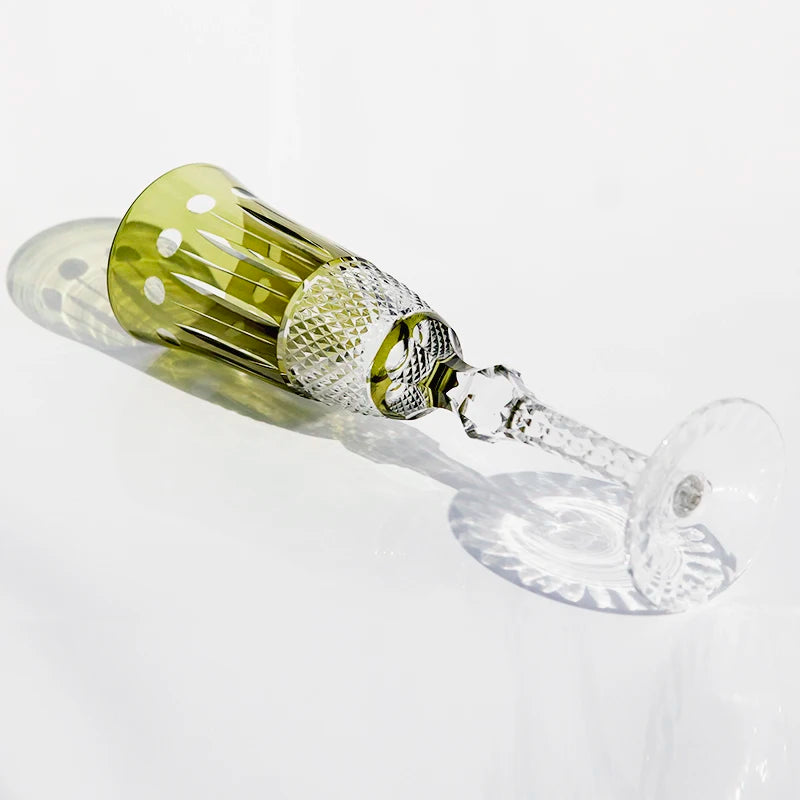 Estilo checo mão corte de vidro colorido barware hock copos de vinho esculpir lótus champanhe vidro highball copo cocktail suco de uísque