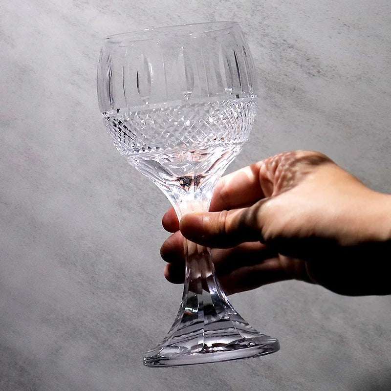 Estilo checo mão corte de vidro colorido barware hock copos de vinho esculpir lótus champanhe vidro highball copo cocktail suco de uísque