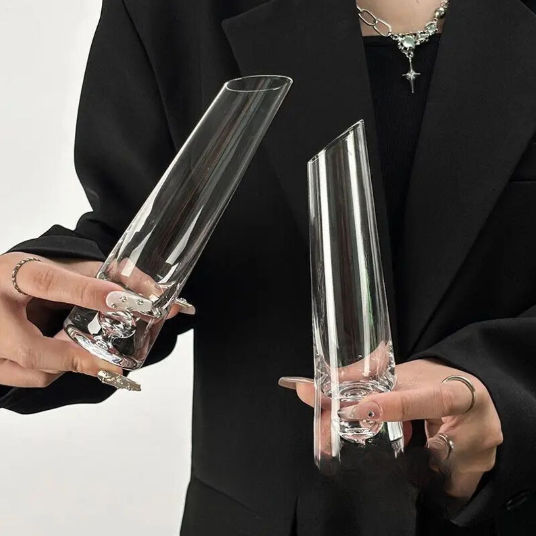 Copos de vinho tinto de vidro criativo, copos de champanhe de pés altos para casa, utensílios de vinho personalizados e com design de nicho