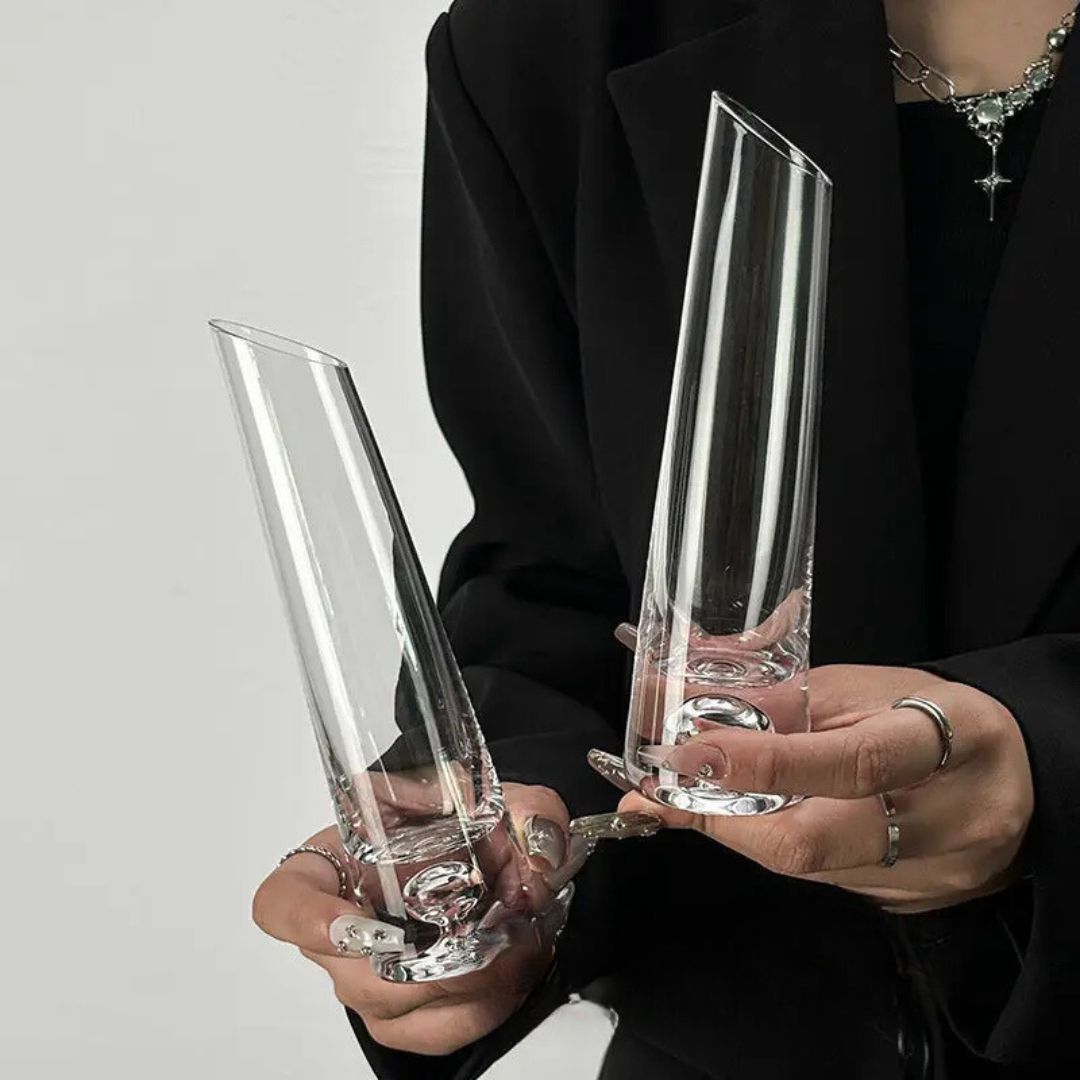 Copos de vinho tinto de vidro criativo, copos de champanhe de pés altos para casa, utensílios de vinho personalizados e com design de nicho