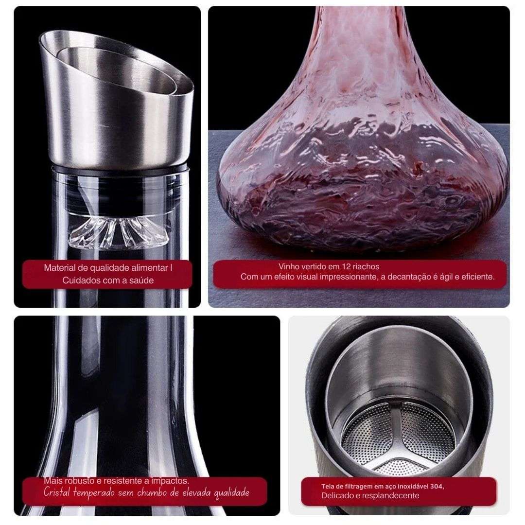 Garrafa de vinho tinto com aerador embutido, cristal sem chumbo, Decanter rápido, acessórios para vinho