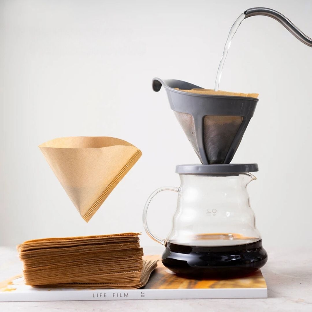 ICafilas-Papel filtro de café em forma de V, Cone para gotejador em forma de V, copos Espresso, ferramentas Drip