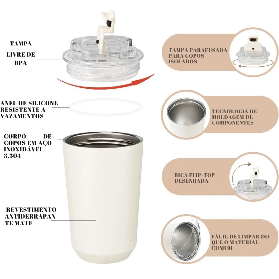 D13 copo garrafa térmica caneca de café branco leitoso garrafa térmica do carro garrafa de água viagem garrafa de vácuo de aço inoxidável beber jarro