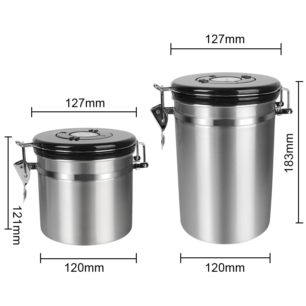 Aço Inoxidável Tampa Hermética, Vasilha De Grãos De Café, Armazenamento De Frescura, Recipiente De Café Com Válvula De CO2, Cafeteira