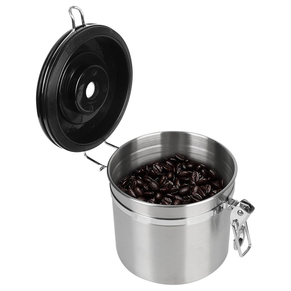 Aço Inoxidável Tampa Hermética, Vasilha De Grãos De Café, Armazenamento De Frescura, Recipiente De Café Com Válvula De CO2, Cafeteira
