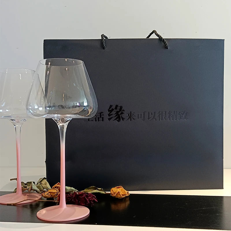 Copo de vinho Borgonha de grande capacidade, Taça Bordeaux Criativa, Cálice Rosa Gradiente de Alto Valor, 580ml, 800ml