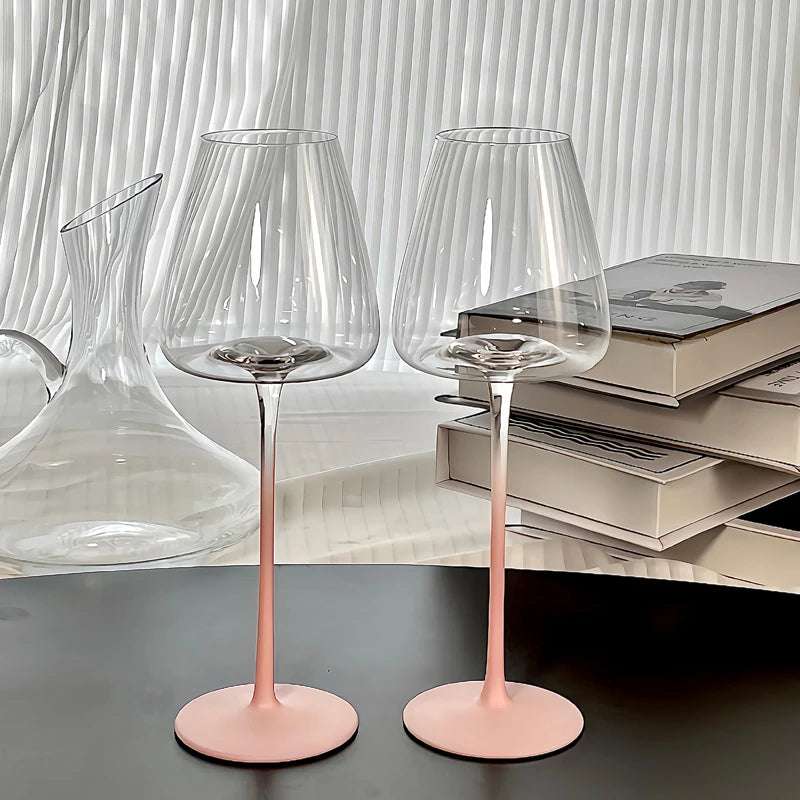 Copo de vinho Borgonha de grande capacidade, Taça Bordeaux Criativa, Cálice Rosa Gradiente de Alto Valor, 580ml, 800ml