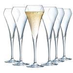 Conjunto de flautas de champanhe de cristal com 6 copos de 210ml para despejar vinho perfeito e aprimoramento de aroma