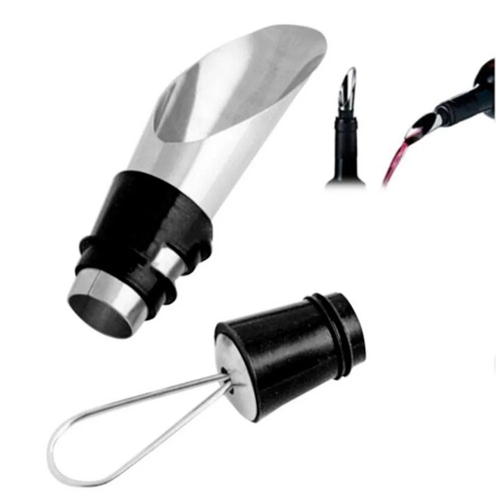 Licor espírito pourer anti-derramamento dispensadores de vinho plugues de vinho plug de aço inoxidável barra ferramentas dois funis de vinho