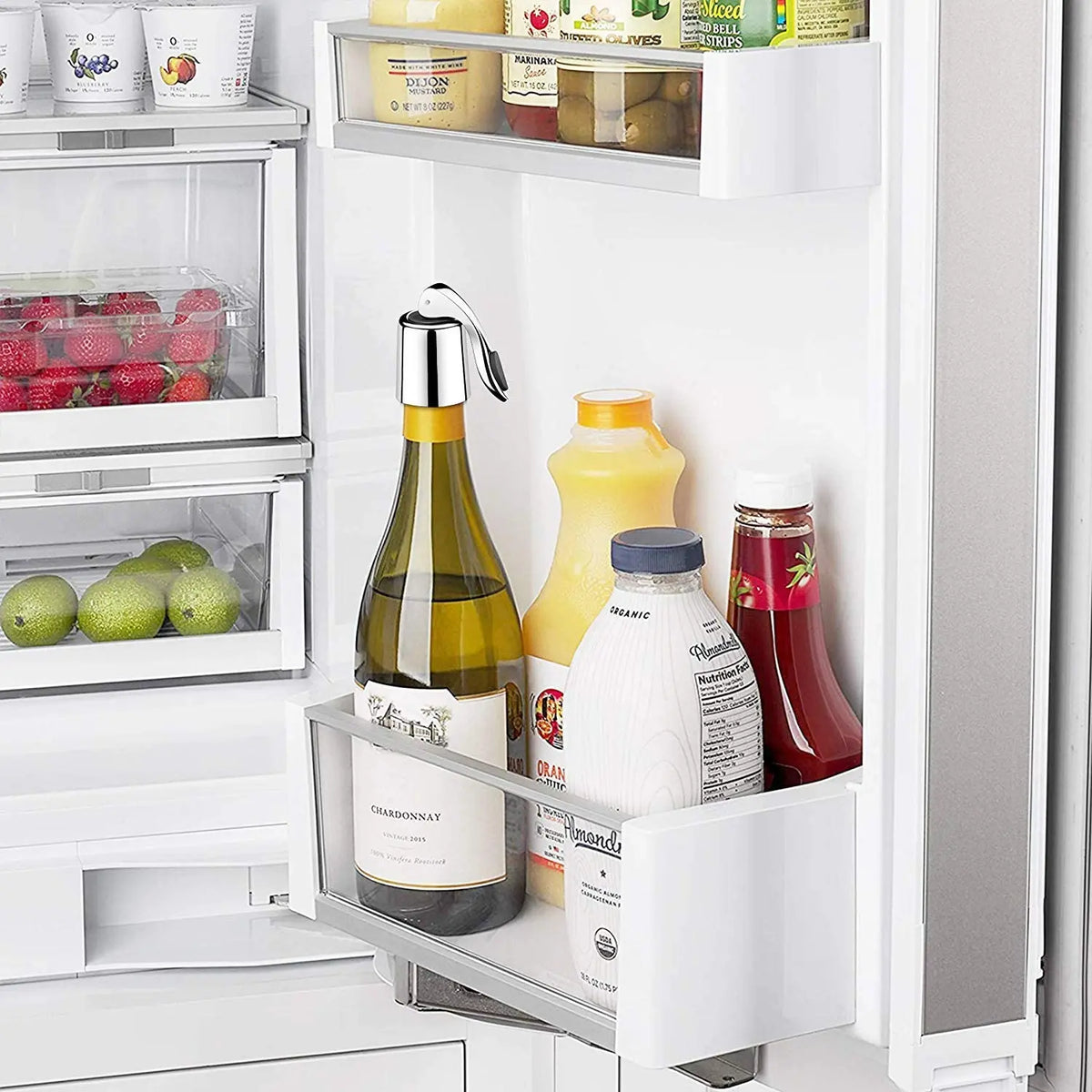 Aço inoxidável Konco-Rolha De Garrafa De Vinho, selador a vácuo reutilizável, Silicone Plug para Retain Wine Freshnes