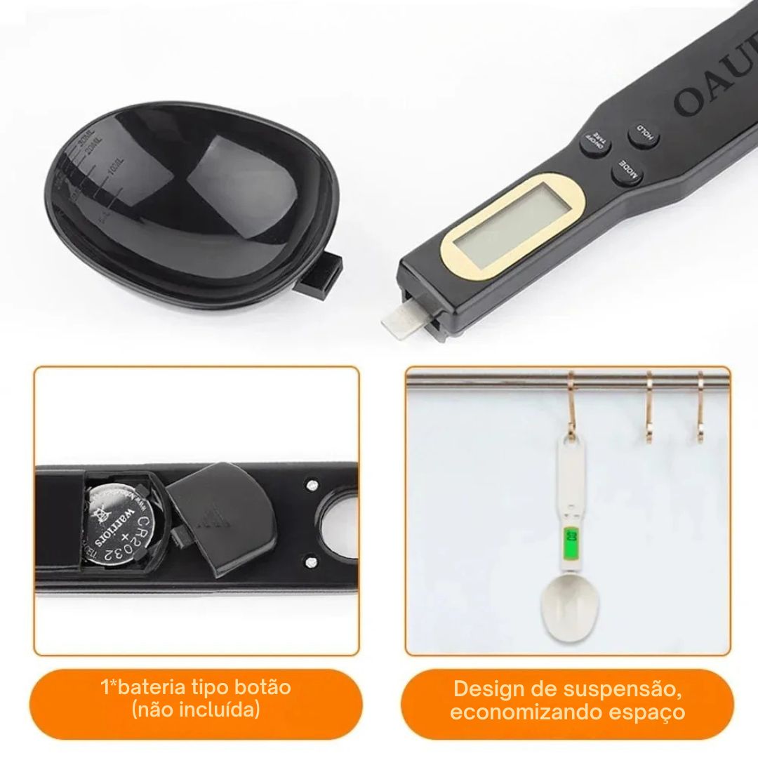 Mini Balança de Colher de Cozinha Digital, Balança Eletrônica LCD, Ferramenta de Medição de Peso para Café Leite, 0.1 a 500g