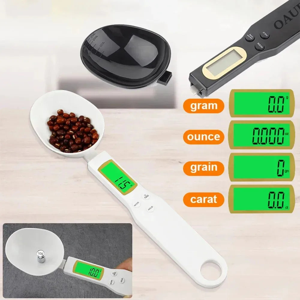 Mini Balança de Colher de Cozinha Digital, Balança Eletrônica LCD, Ferramenta de Medição de Peso para Café Leite, 0.1 a 500g