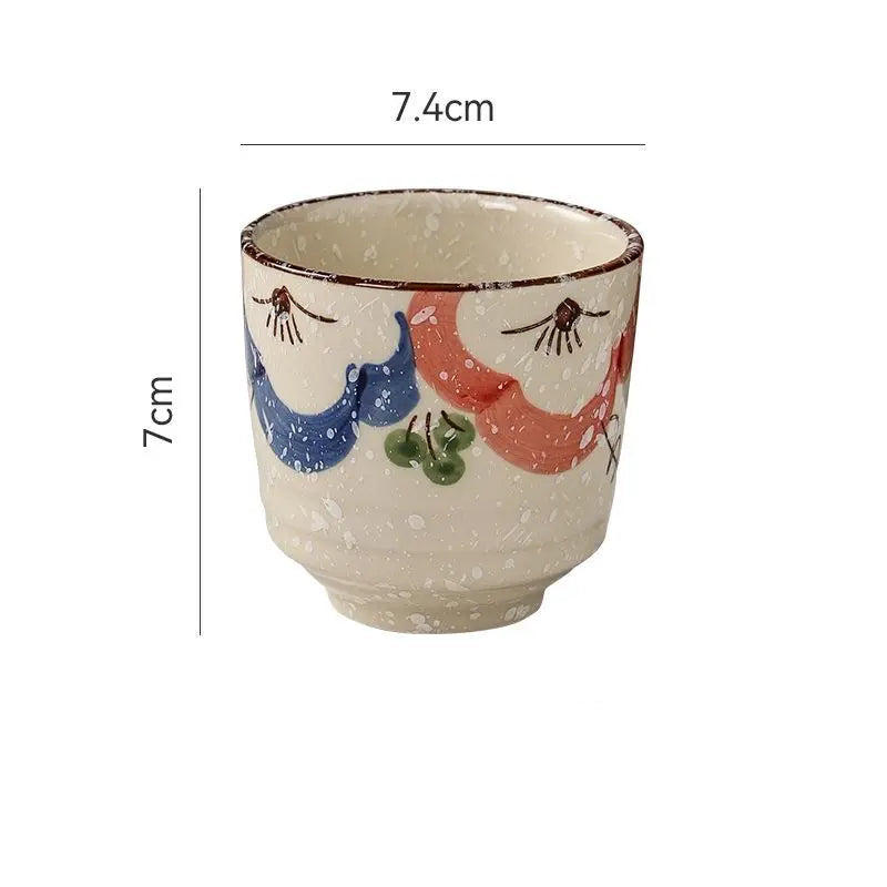 Xícara de chá cerâmica pintada à mão Hefeng, copo de chá espessado resistente ao calor para hotel, chá em casa, estilo japonês