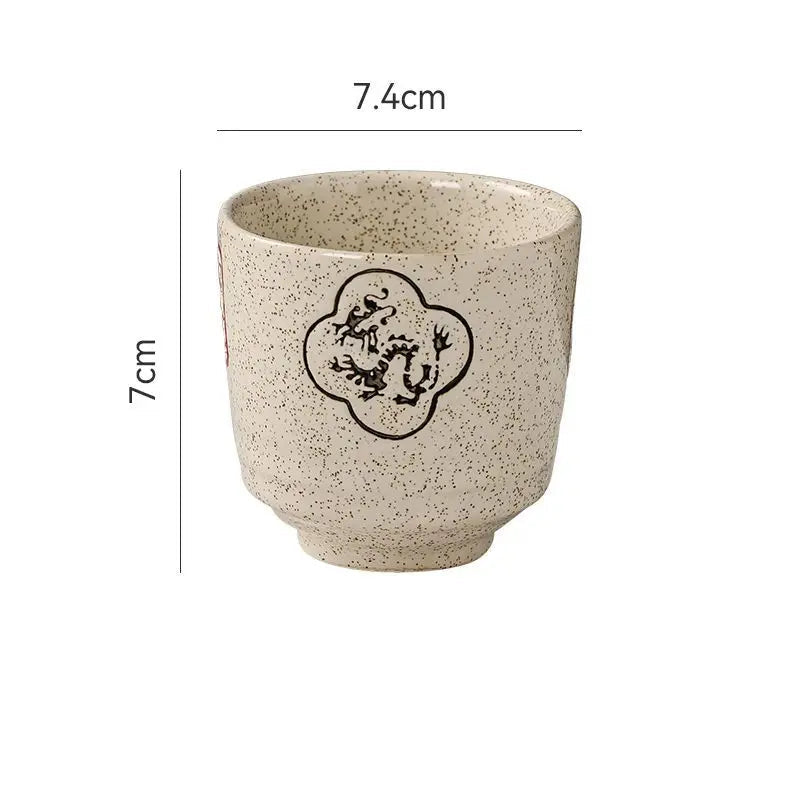 Xícara de chá cerâmica pintada à mão Hefeng, copo de chá espessado resistente ao calor para hotel, chá em casa, estilo japonês