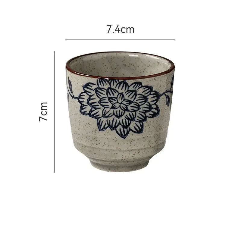 Xícara de chá cerâmica pintada à mão Hefeng, copo de chá espessado resistente ao calor para hotel, chá em casa, estilo japonês