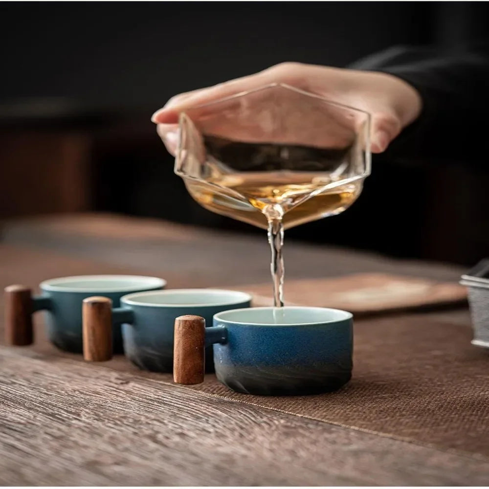 Caneca De Café De Cerâmica Com Cabo De Madeira, Copo De Água Do Escritório, Filtro Retro, Copo De Chá Artesanal, Presente De Aniversário, 80ml