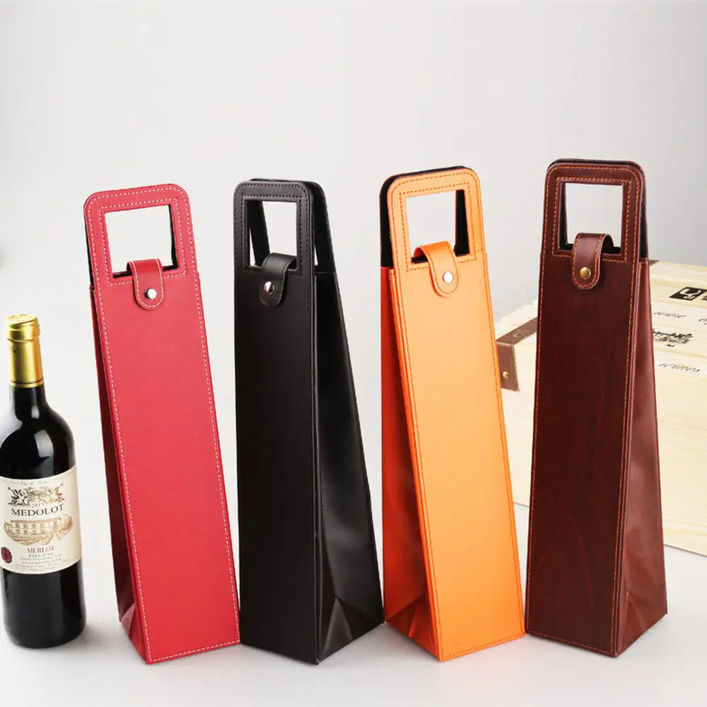 Saco de embalagem de garrafa de vinho de couro falso de alta qualidade, saco de embalagem de garrafa de vinho reutilizável clássico exclusivo, sacola de presente
