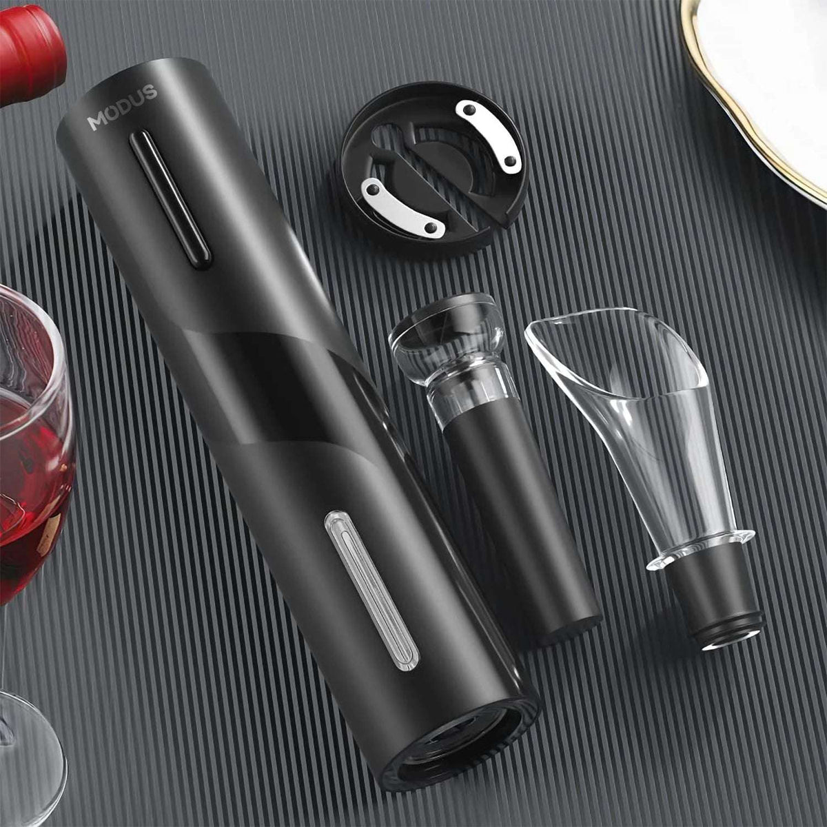 Abridor de Vinho Elétrico (Pilhas) com Acessórios Completo