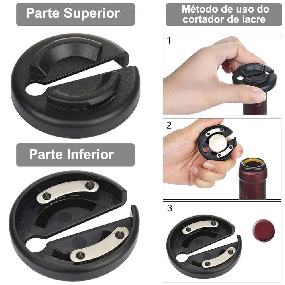 Abridor de Vinho Elétrico (Pilhas) com Acessórios Completo