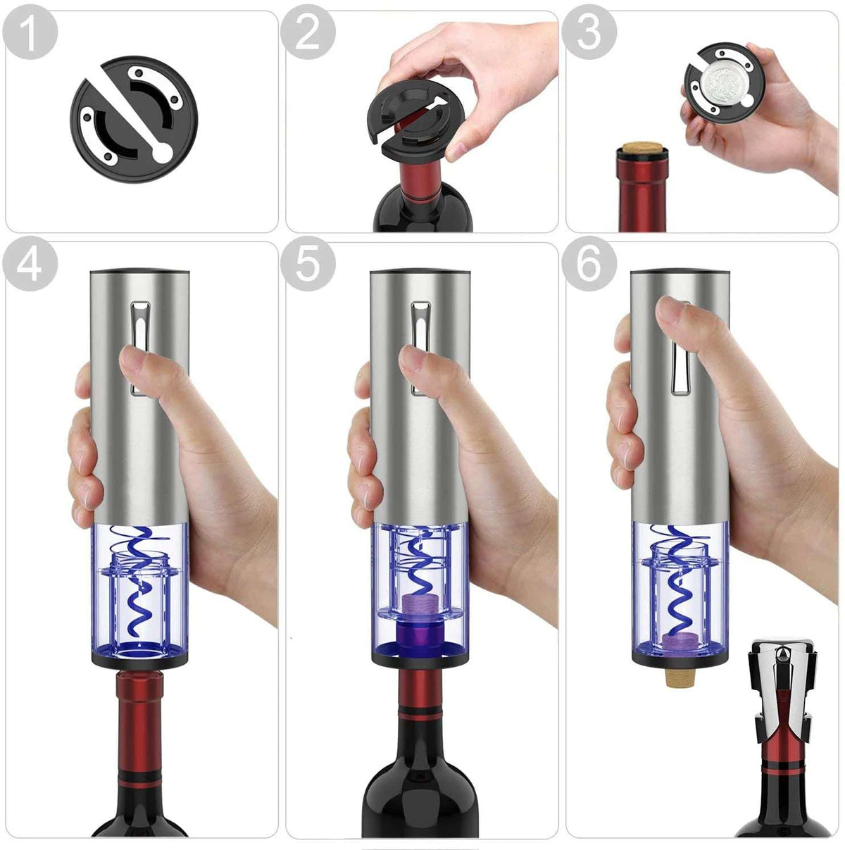 Abridor de Vinho Elétrico (Pilhas) com Acessórios Completo