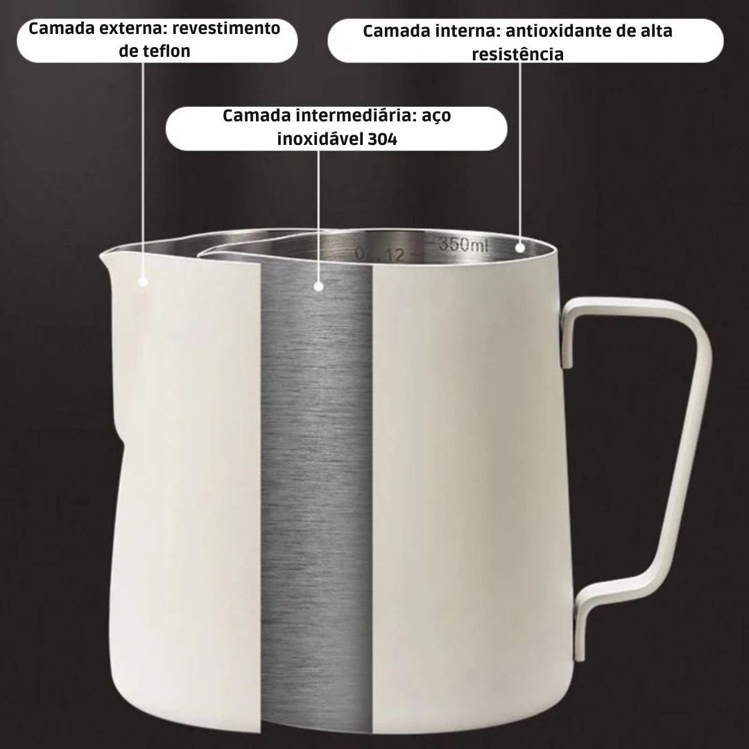 Café Leite Espuma Jarro, Latte Art, Frother Pitcher, Aço inoxidável, Medição Jarro, Espresso Barista Tool, Acessórios de café