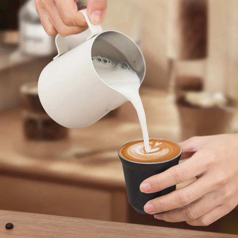 Café Leite Espuma Jarro, Latte Art, Frother Pitcher, Aço inoxidável, Medição Jarro, Espresso Barista Tool, Acessórios de café